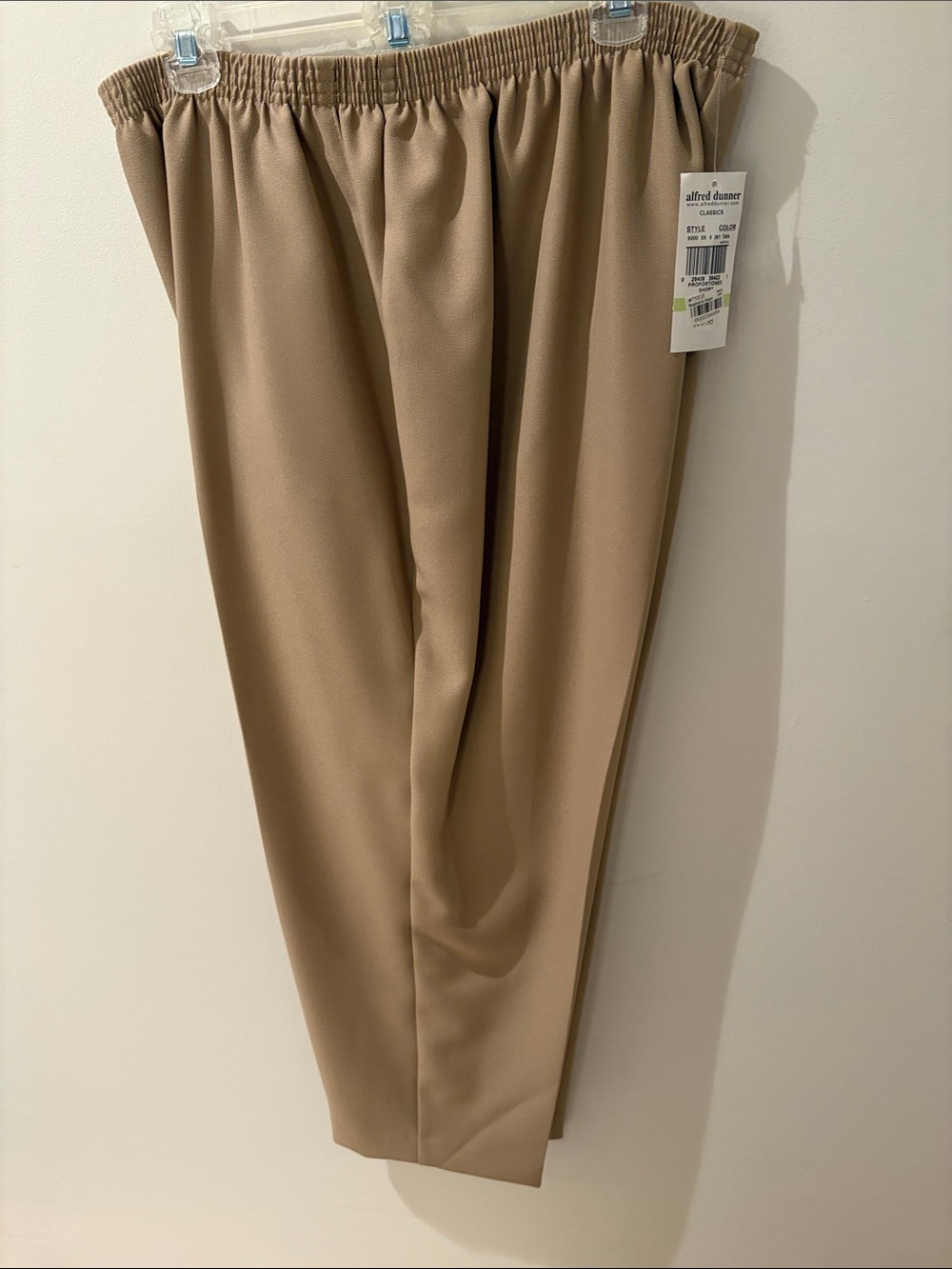 Alfred Dunner Men’s Tan Elastic-Waist Dress Pants